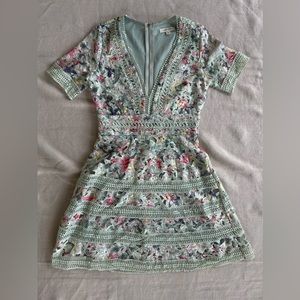 Just Me Plunge Lace Trim Dress